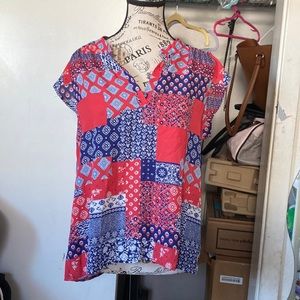 V-Neck FLOWY ruffle sleeve light weight blouse